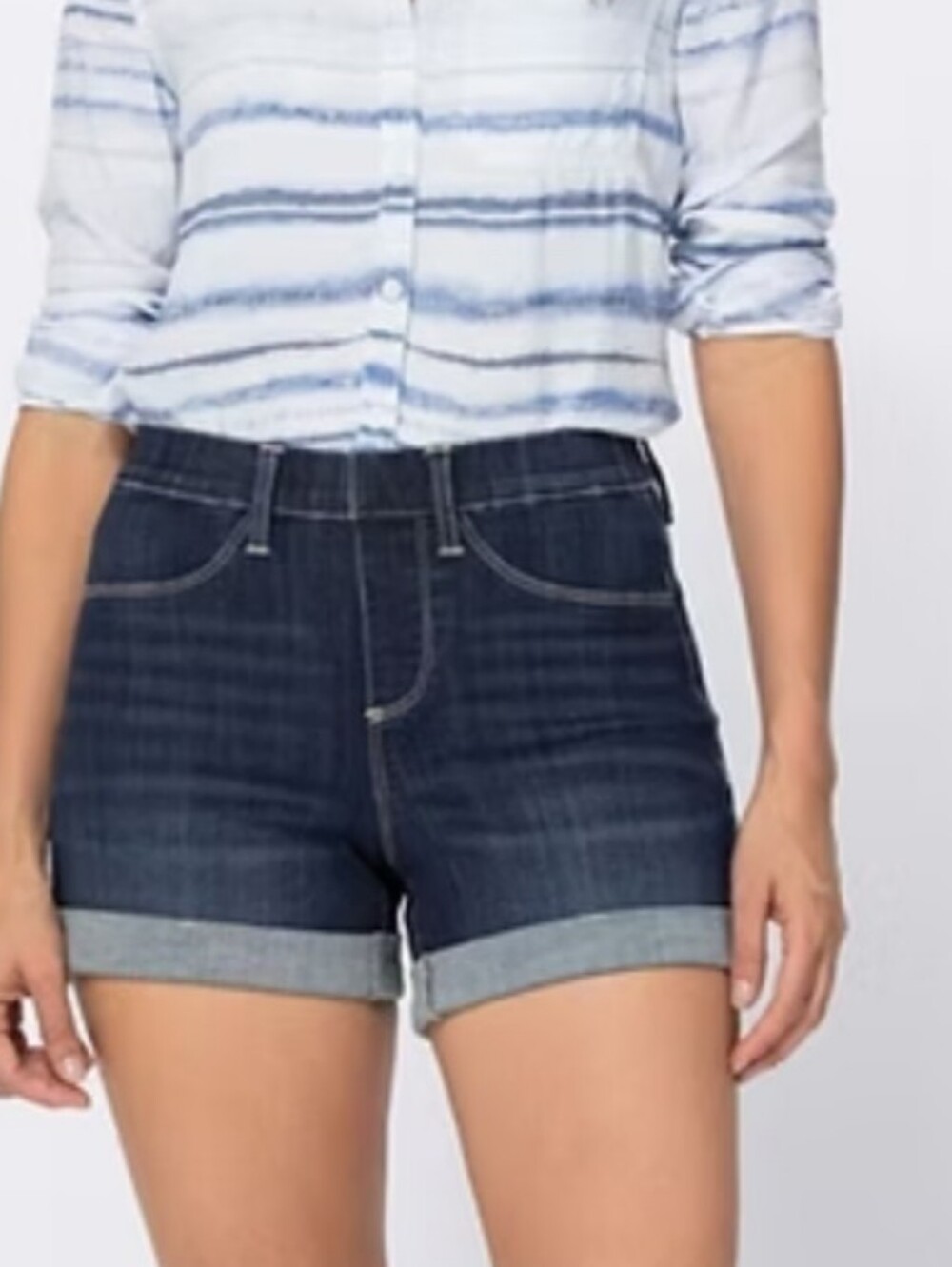 Judy Blue Pull On Short High-Waisted Cuffed Denim Shorts-NWT